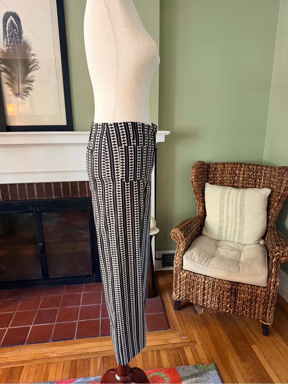 Jules & Leopold Black Cream Geometric Wide Leg Crop Pants - Size M - Picture 4 of 8